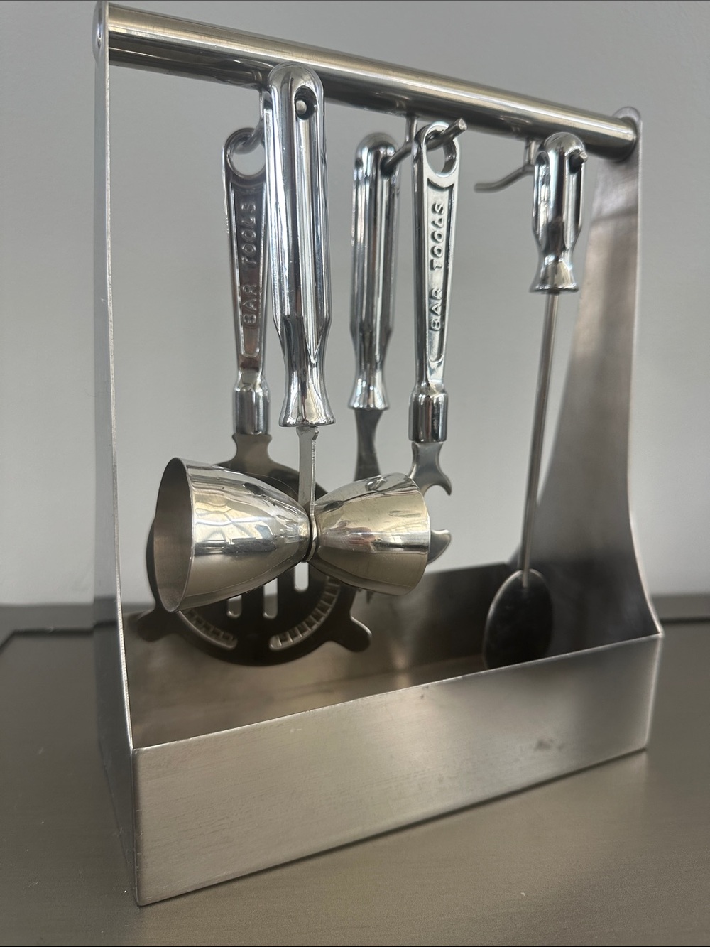 Godinger Vintage Stainless Steel Bar “Toolbox” Set - RARE!